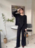 Side Slit Knitted Pullover With Loose Trouser